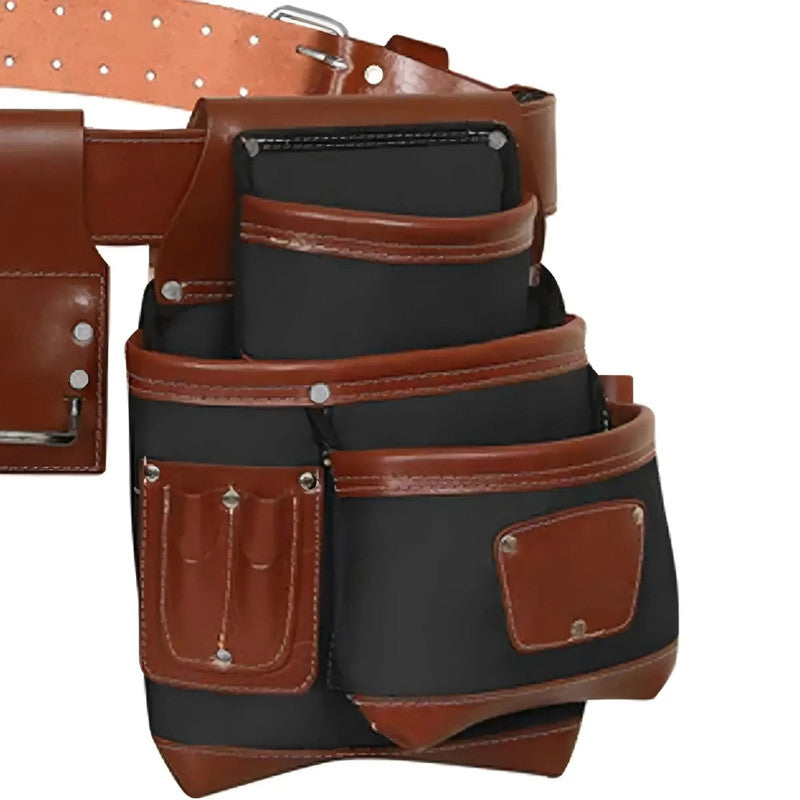 Professional Large Capacity Hammer Tool Holder Pouch Multi-Pockets Leather Tool Bags for Electricians Carpenters