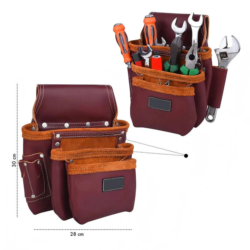 Premium Quality Leather Heavy Duty Detachable Tool Bag for Electrician Carpenter Handyman Woodworker Construction Tools Belt