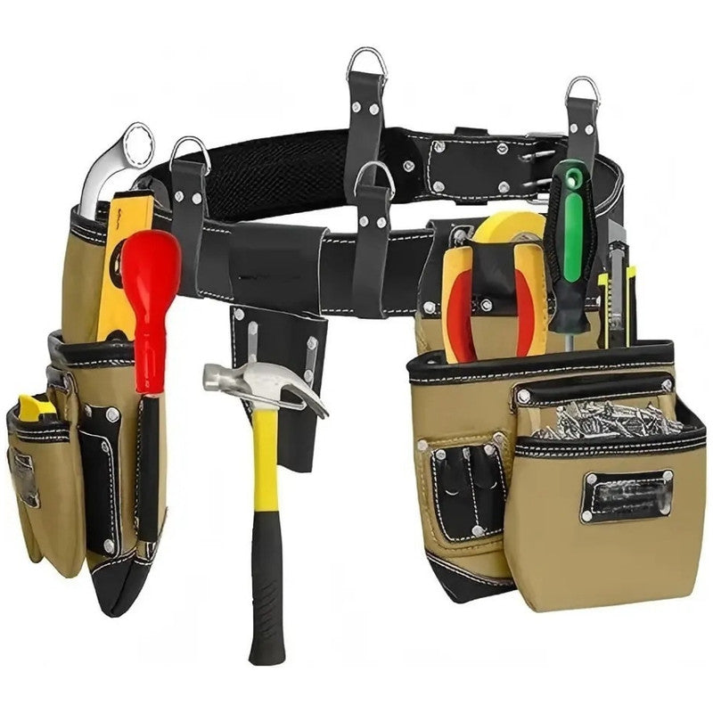 High Quality Cowhide Leather Electrician Tool Bags Large Capacity Heavy Duty Travel Friendly Builders Tool Pouch for Carpenters