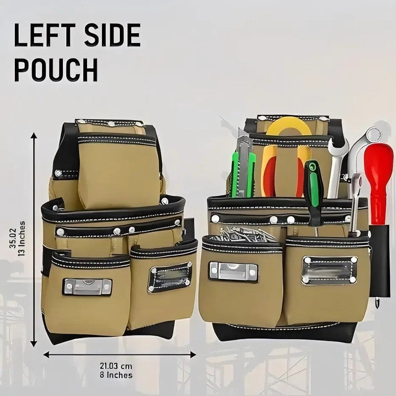 High Quality Cowhide Leather Electrician Tool Bags Large Capacity Heavy Duty Travel Friendly Builders Tool Pouch for Carpenters