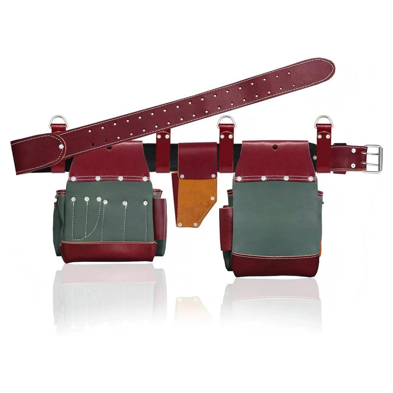 Large Capacity Electrician and Carpenters Genuine Leather Tool Holder Pouch Multi Pockets Mechanics Tool Bags