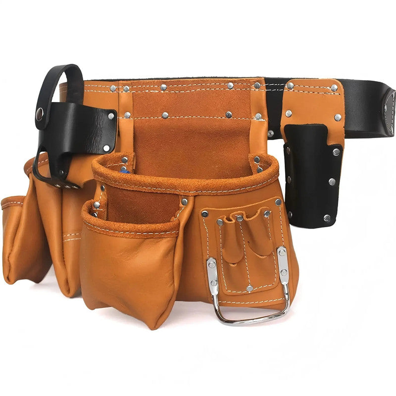 Large Capacity Adjustable Heavy Duty Leather Tool Organizer Multi Functional Tool Holder Pouch for Electrician