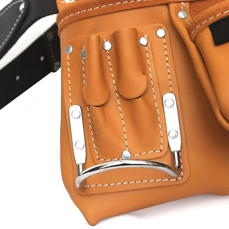 Large Capacity Adjustable Heavy Duty Leather Tool Organizer Multi Functional Tool Holder Pouch for Electrician