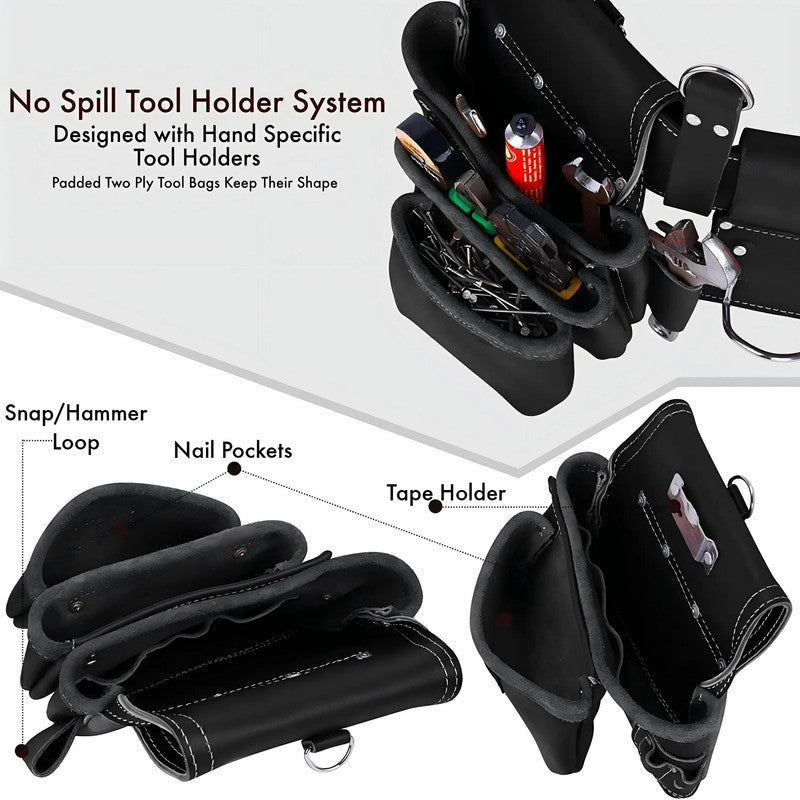 Leather Tool Bags Large Capacity Multi Functional Tool Storing Pouch for Electrician Mechanics Carpenters