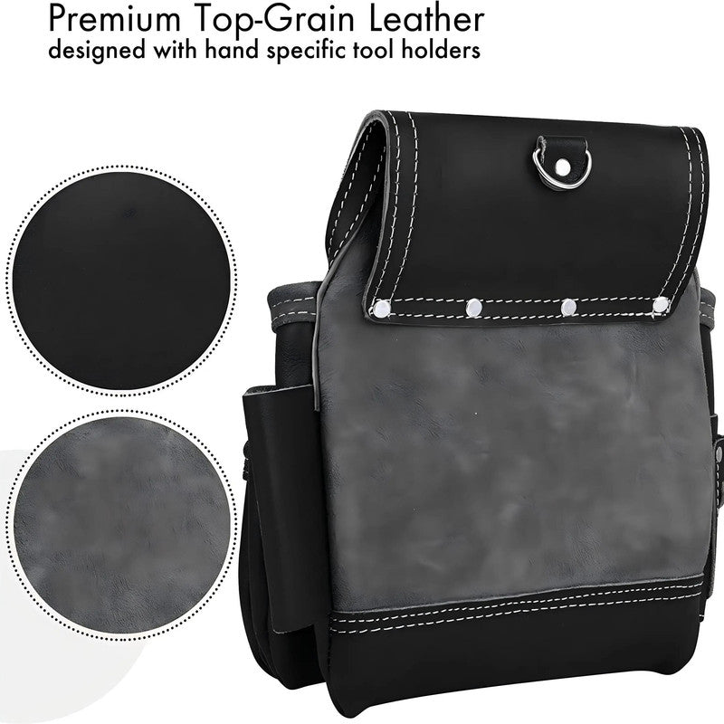 Leather Tool Bags Large Capacity Multi Functional Tool Storing Pouch for Electrician Mechanics Carpenters
