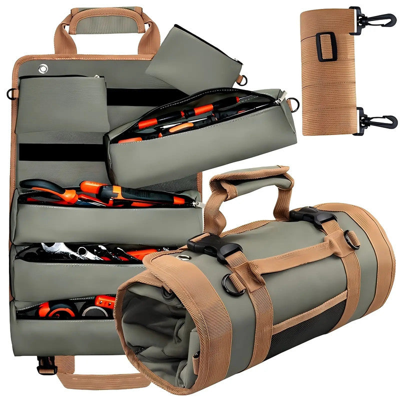 Premium 1200D Oxford Material Large Capacity Small Electrical Motorcycle Tool Roll Up Bags