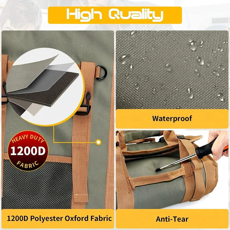Premium 1200D Oxford Material Large Capacity Small Electrical Motorcycle Tool Roll Up Bags