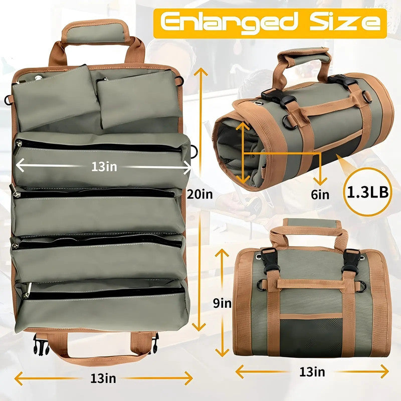 Premium 1200D Oxford Material Large Capacity Small Electrical Motorcycle Tool Roll Up Bags