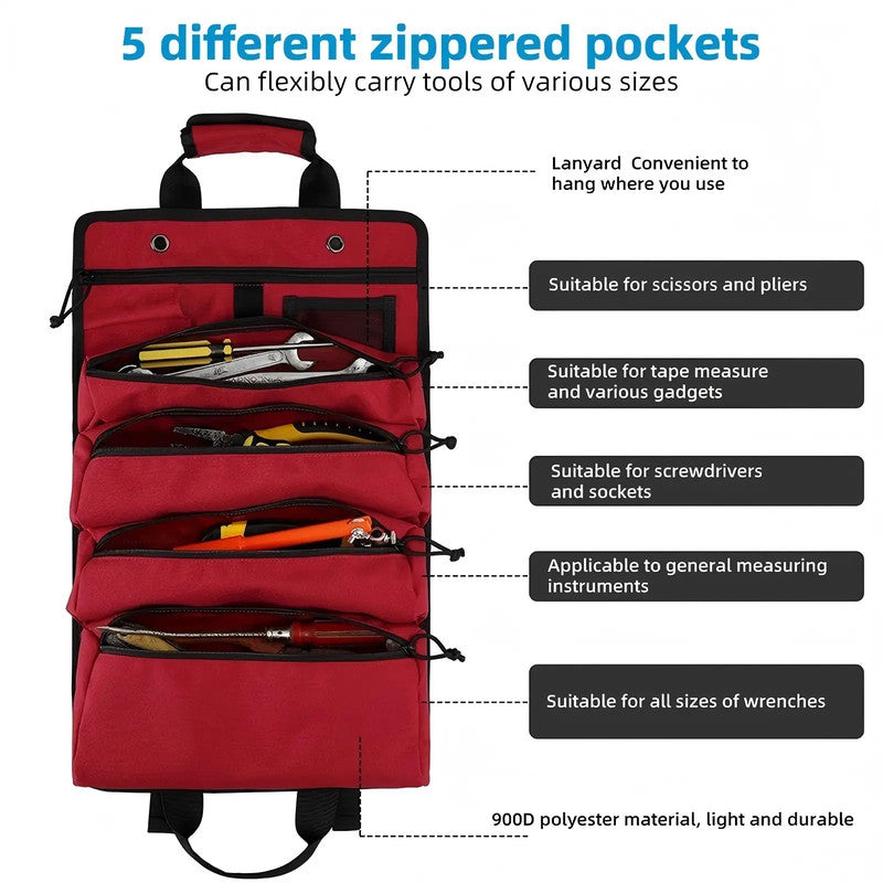 Oxford Zipper Pocket Wrench Hardware Home Hand Roll Up Tool Kit Set Storage Bag