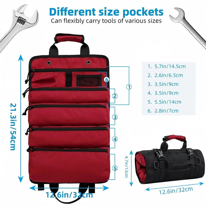 Oxford Zipper Pocket Wrench Hardware Home Hand Roll Up Tool Kit Set Storage Bag