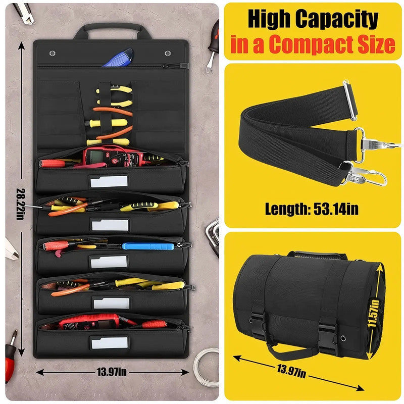 13 Tool Pouches Heavy Duty Roll Up Tool Bag Organizer High Capacity Handyman Mechanic Tool Bag