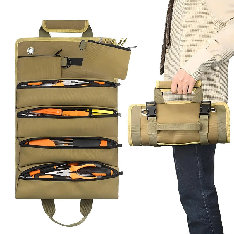 Professional Oxford Canvas Tool Roll Up Bag Multifunctional Large Capacity Electrician Carrying Bags