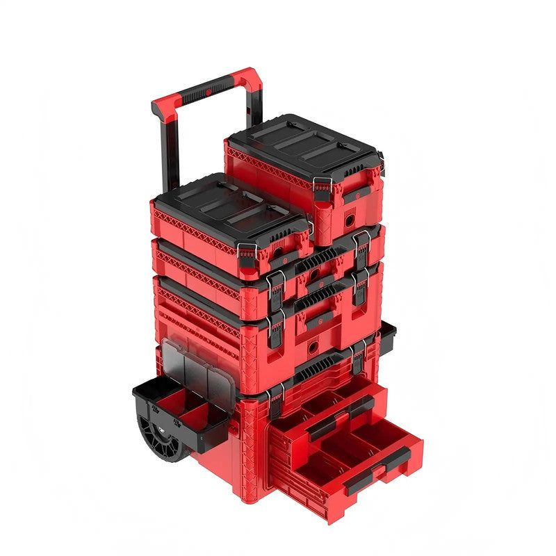 Pull Rod Type Stackable Storage Toolbox with Wheeled Equipment Plastic Push-Pull Toolbox Set
