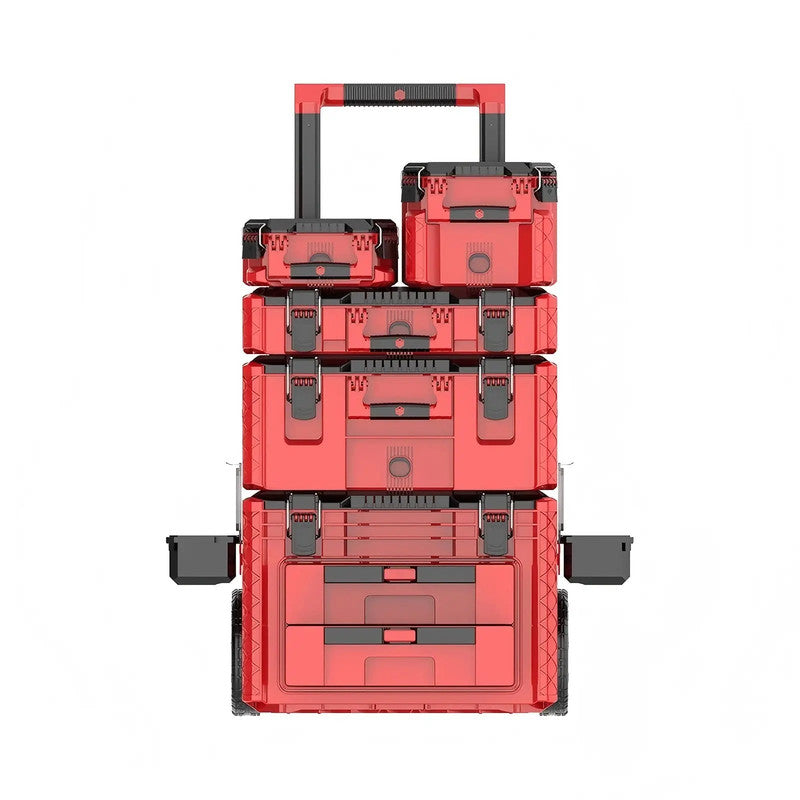 Pull Rod Type Stackable Storage Toolbox with Wheeled Equipment Plastic Push-Pull Toolbox Set
