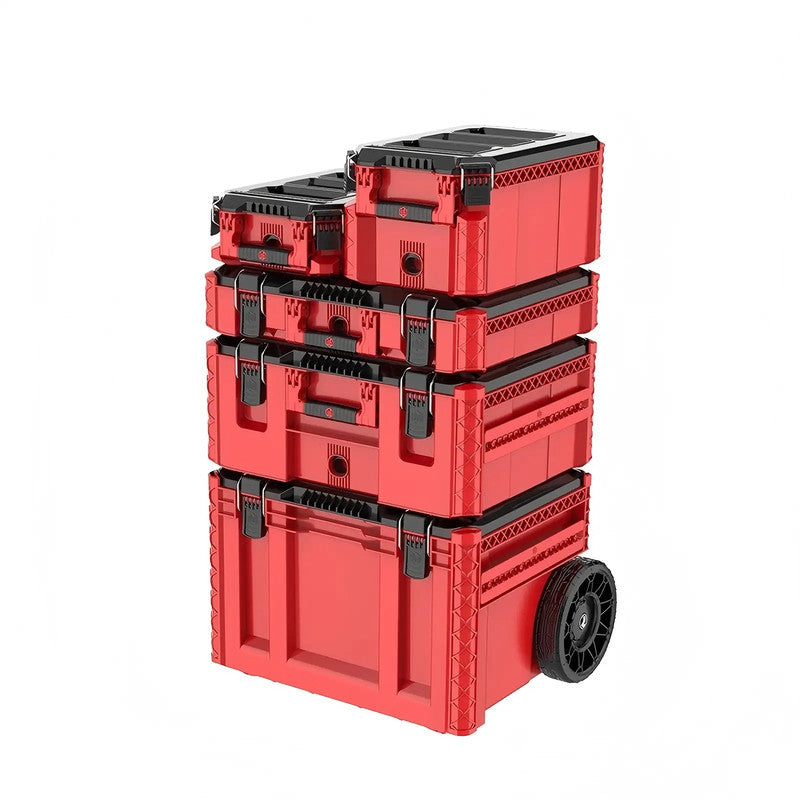 Waterproof Stackable Portable Toolbox-Handcart with Wheels for Equipment Storage and Hardware Tool Flight Case
