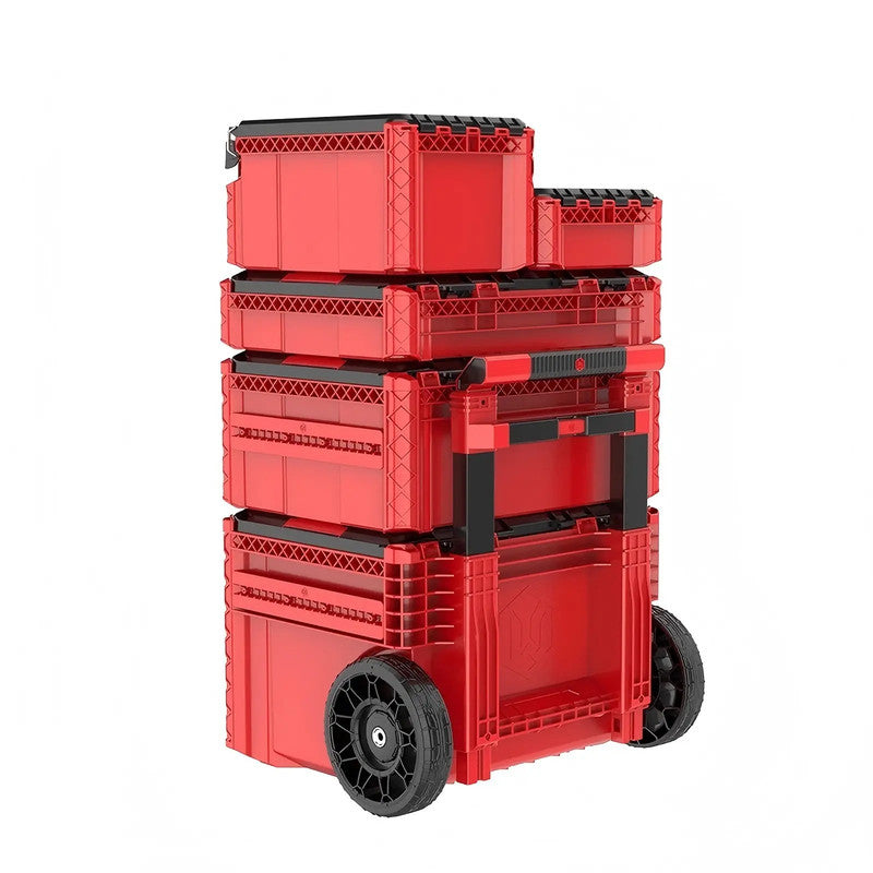 Waterproof Stackable Portable Toolbox-Handcart with Wheels for Equipment Storage and Hardware Tool Flight Case