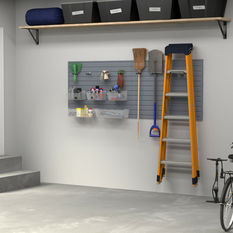 Flow Wall 13 Piece Slatwall Panel, Bin & Hook Storage Set - Slatwall
