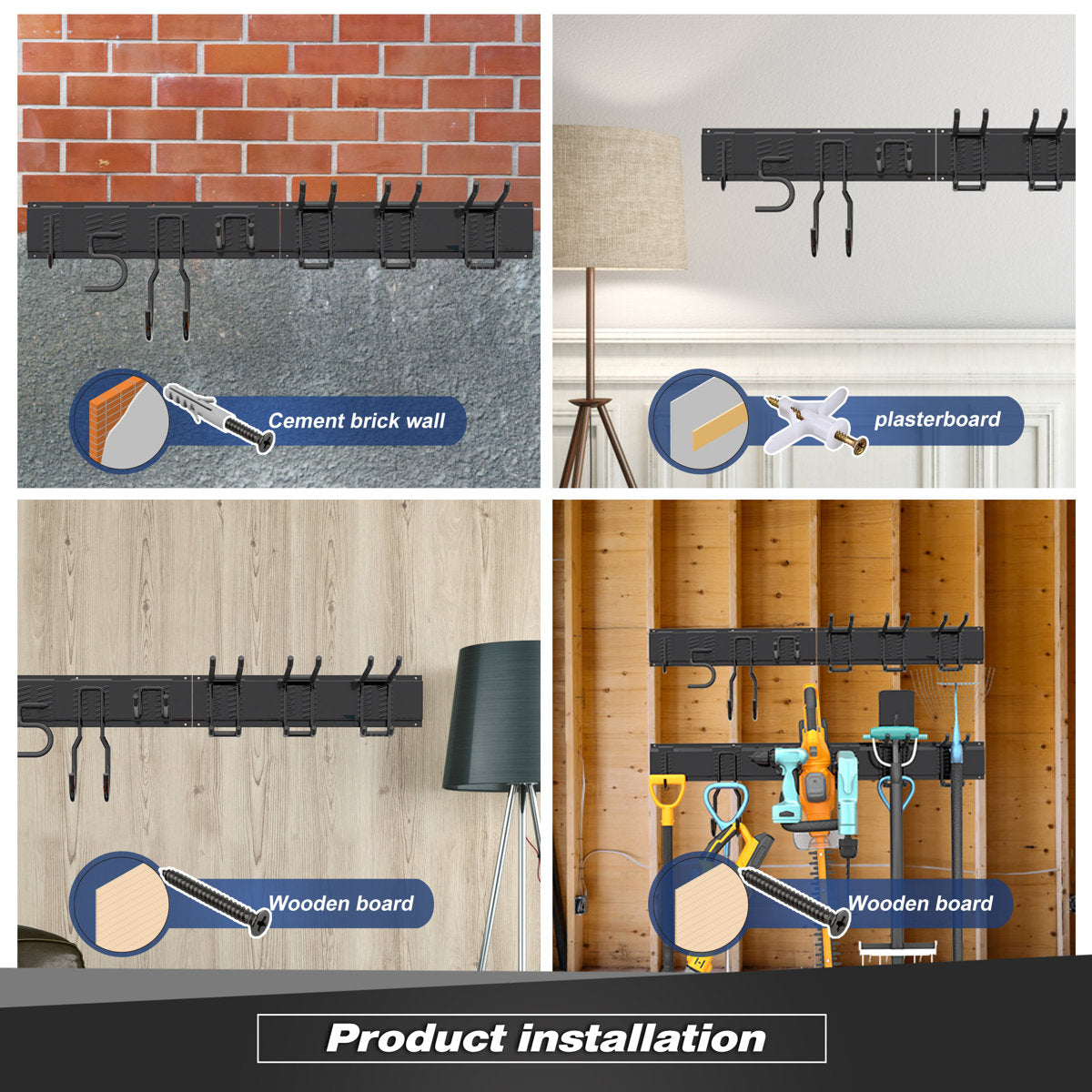 Garage Tool Storage Rack, Heavy Duty Garage Storage Organizer Rack System Wall Mounted Tool