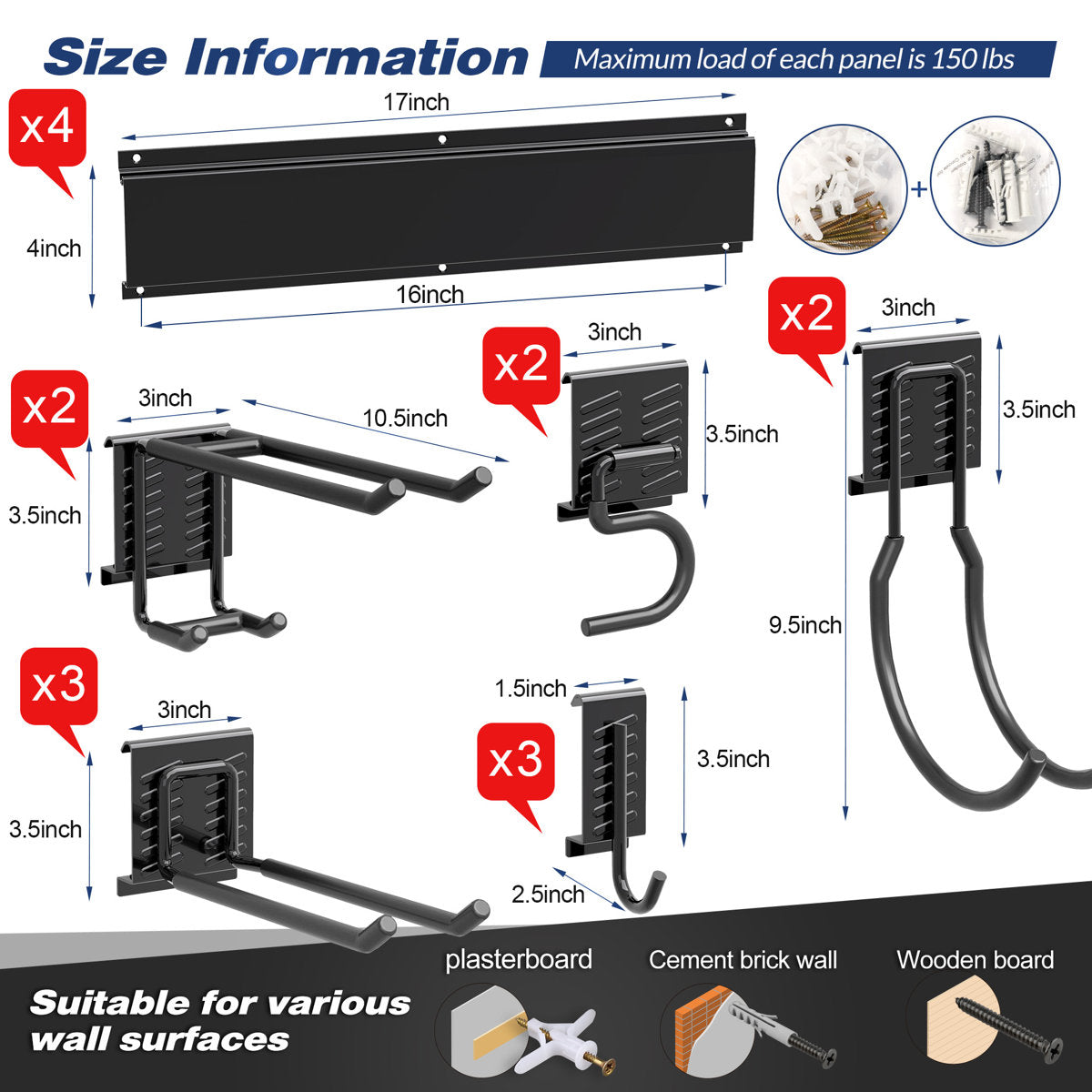 Garage Tool Storage Rack, Heavy Duty Garage Storage Organizer Rack System Wall Mounted Tool