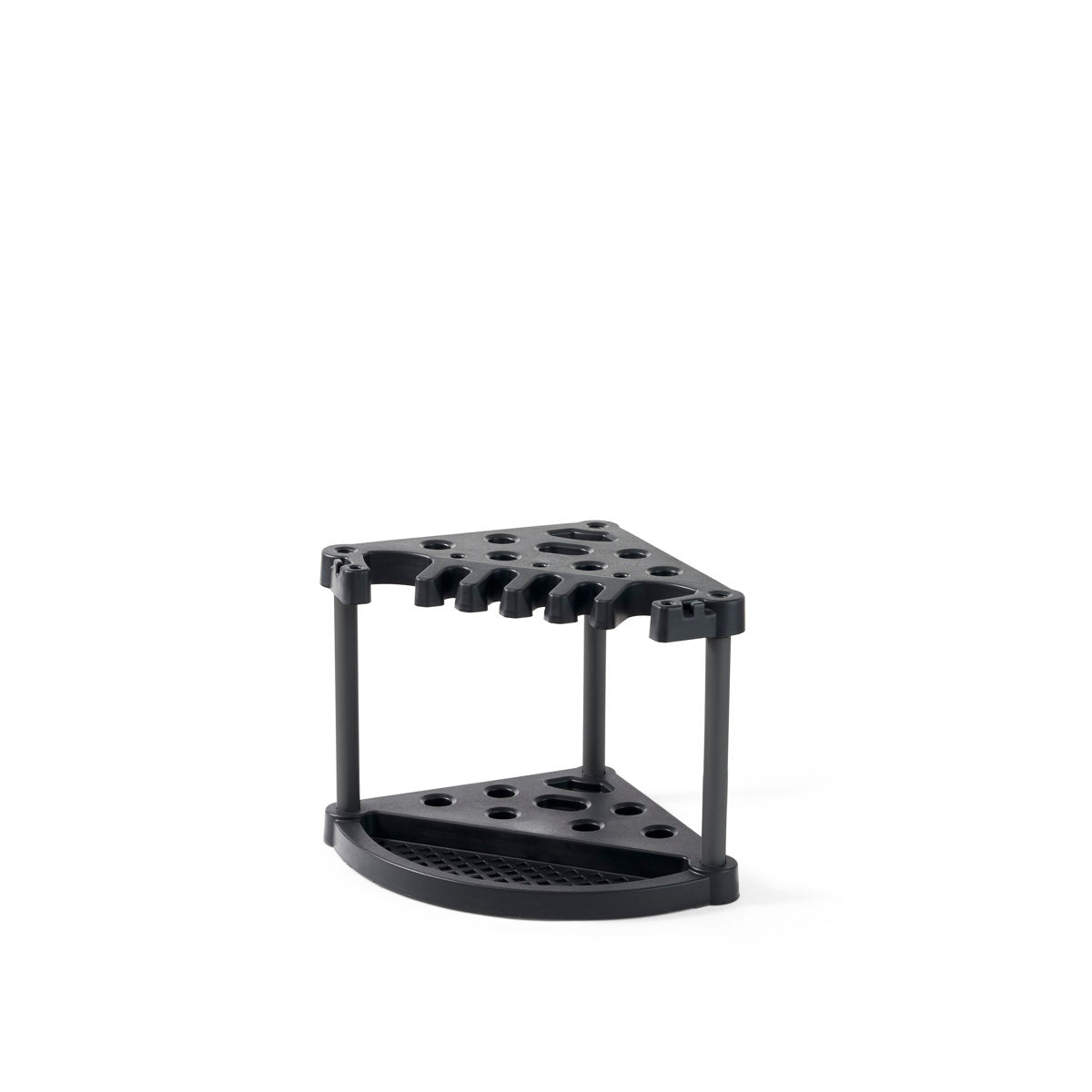 Compact Durable Resin Garage and Shed Corner Tool Rack and Organizer