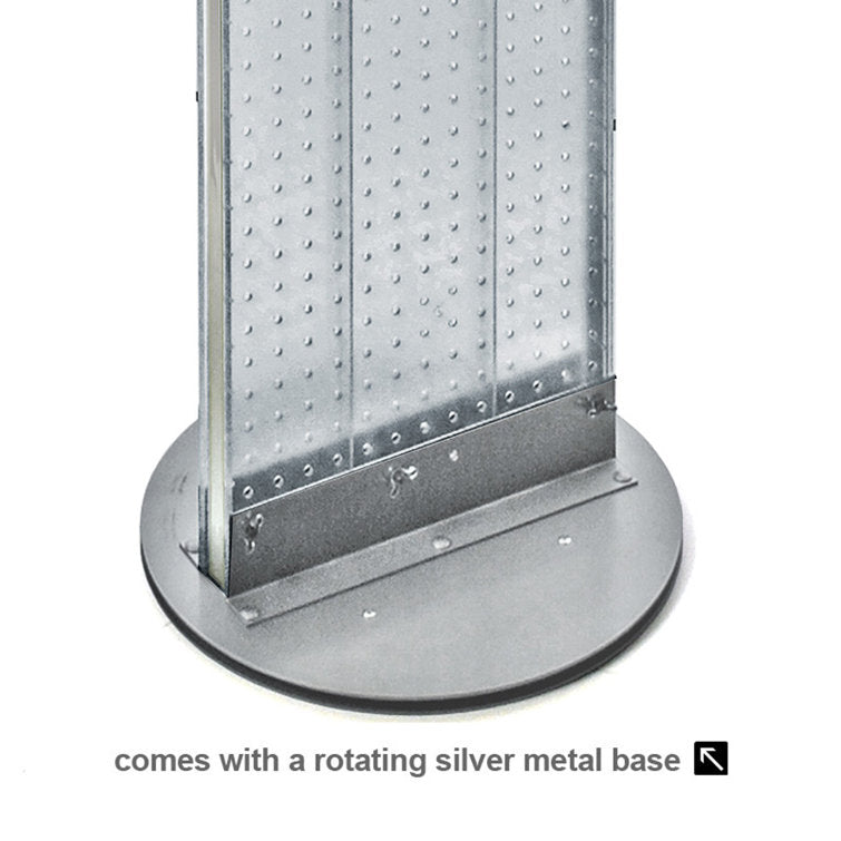 Two-Sided Pegboard Floor Display on Revolving Base. Spinner Rack Stand. Panel Size: 13.5''W x 60''H