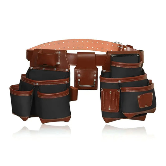 Professional Large Capacity Hammer Tool Holder Pouch Multi-Pockets Leather Tool Bags for Electricians Carpenters