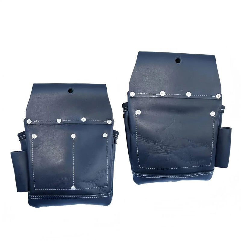 Cowhide Leather Tool Bag Heavy Duty 15 Pockets Tool Pouch with 7 Large 1 Tape Holder 4 D-Ring Tool Belt