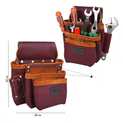 Premium Quality Leather Heavy Duty Detachable Tool Bag for Electrician Carpenter Handyman Woodworker Construction Tools Belt