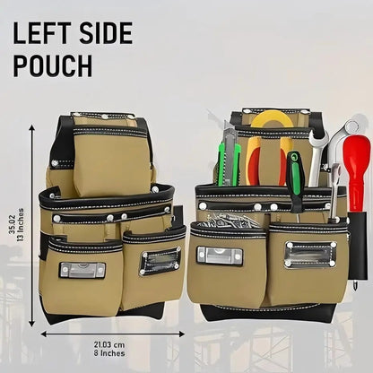 High Quality Cowhide Leather Electrician Tool Bags Large Capacity Heavy Duty Travel Friendly Builders Tool Pouch for Carpenters
