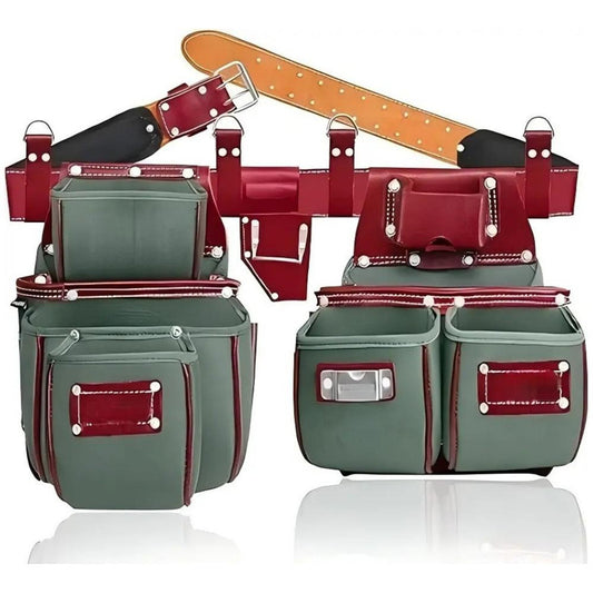 Large Capacity Electrician and Carpenters Genuine Leather Tool Holder Pouch Multi Pockets Mechanics Tool Bags