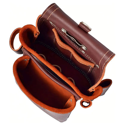 Unique Design Professional Heavy Duty Leather Tool Holder Pouch with Multiple Compartments Multi Purpose Tool Bags for Builders