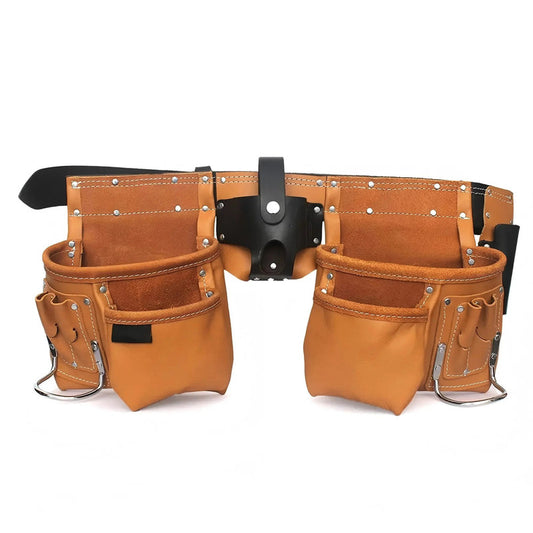 Large Capacity Adjustable Heavy Duty Leather Tool Organizer Multi Functional Tool Holder Pouch for Electrician