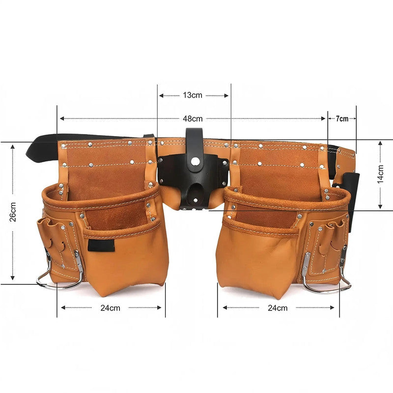 Large Capacity Adjustable Heavy Duty Leather Tool Organizer Multi Functional Tool Holder Pouch for Electrician