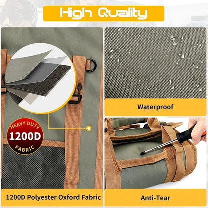 Premium 1200D Oxford Material Large Capacity Small Electrical Motorcycle Tool Roll Up Bags