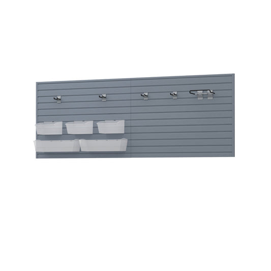 Flow Wall 13 Piece Slatwall Panel, Bin & Hook Storage Set - Slatwall