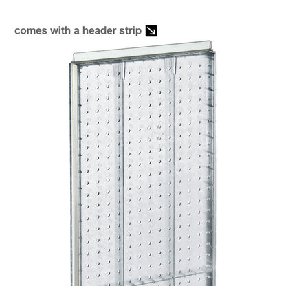 Two-Sided Pegboard Floor Display on Revolving Base. Spinner Rack Stand. Panel Size: 13.5''W x 60''H