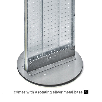 Two-Sided Pegboard Floor Display on Revolving Base. Spinner Rack Stand. Panel Size: 13.5''W x 60''H